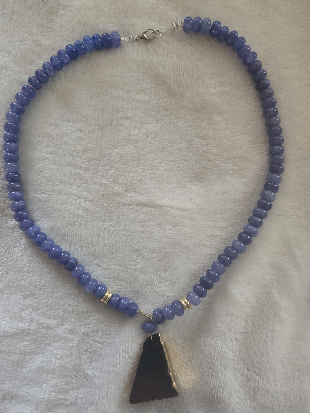 Purple Handcrafted Gemstone Beaded Necklace with vintage brown agate Pendant
